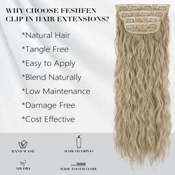 FESHFEN 20" Clip in Hair Extensions for Volume & Waves