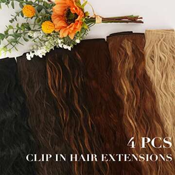 FESHFEN 20" Clip in Hair Extensions for Volume & Waves