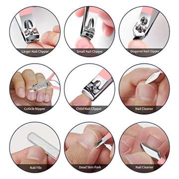 Bekit 18-in-1 Stainless Steel Manicure Set - Travel Ready