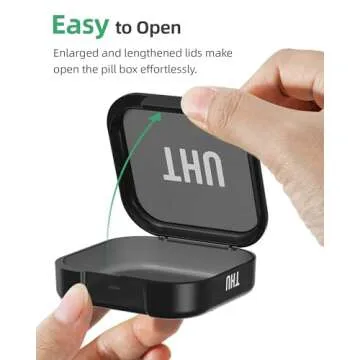 PULIV Daily Pill Organizer with 7 Large Separate Compartments, Portable Pill Box 7 Day for Pocket, Arthritis-Friendly Medication Organizer with Dual Protection for Big Vitamins, Fish Oils (Black)