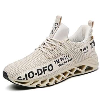 FRSHANIAH Sneakers for Women Slip On Sport Running Shoes Blade Tennis Walking Shoes Sneaker Gym Runner Trail Workout Shoes Beige Size 11