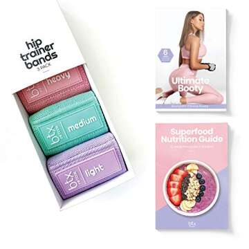 BTX15 Booty Bands, Non-Slip Resistance Bands for Legs and Butt, 3 Pack - Workout & Superfood Guides Included