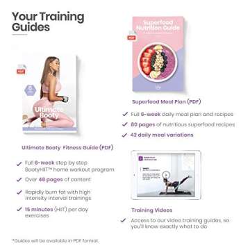 BTX15 Booty Bands, Non-Slip Resistance Bands for Legs and Butt, 3 Pack - Workout & Superfood Guides Included