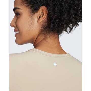 G4Free Long Sleeve Athletic Tops Women Gym Workout Active Tight Shirts Yoga Pilates Fall Slim Base Layer Cropped Casual (Khaki,M)