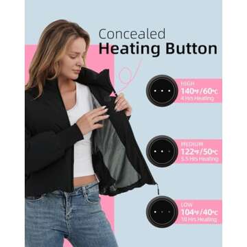 HEWINZE Womens Cropped Puffer Heated Jacket,heated coat for Womens,heated warm jacket with 7.4V Batt...