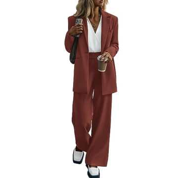 PRETTYGARDEN Women's Blazer & Wide Leg Pants Set - Fall Outfit