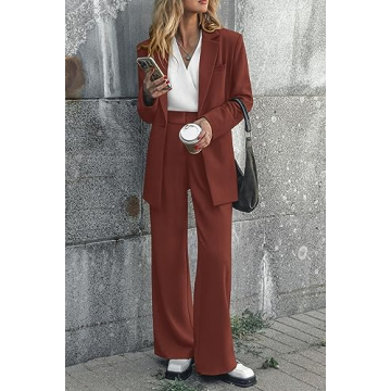 PRETTYGARDEN Women's Blazer & Wide Leg Pants Set - Fall Outfit