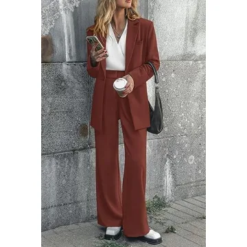 PRETTYGARDEN Women's Blazer & Wide Leg Pants Set - Fall Outfit