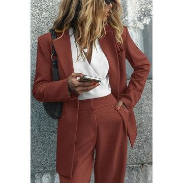 PRETTYGARDEN Women's Blazer & Wide Leg Pants Set - Fall Outfit