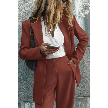 PRETTYGARDEN Women's Blazer & Wide Leg Pants Set - Fall Outfit