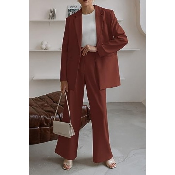 PRETTYGARDEN Women's Blazer & Wide Leg Pants Set - Fall Outfit