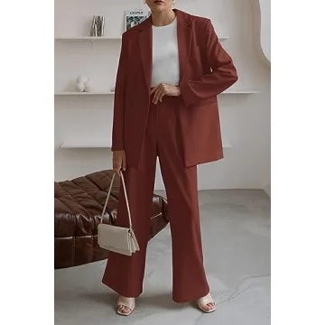 PRETTYGARDEN Women's Blazer & Wide Leg Pants Set - Fall Outfit