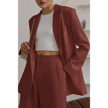 PRETTYGARDEN Women's Blazer & Wide Leg Pants Set - Fall Outfit