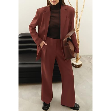 PRETTYGARDEN Women's Blazer & Wide Leg Pants Set - Fall Outfit