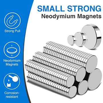 TRYMAG Small Strong Magnets, 6 Different Size, 255Pcs Rare Earth Magnets for Crafts, Heavy Duty Neodymium Magnets Round Refrigerator Magnets for Whiteboard, Billboard in Home, Kitchen, Office, School
