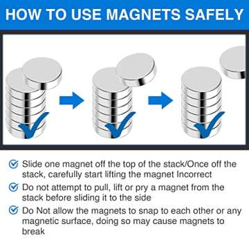 TRYMAG Small Strong Magnets, 6 Different Size, 255Pcs Rare Earth Magnets for Crafts, Heavy Duty Neodymium Magnets Round Refrigerator Magnets for Whiteboard, Billboard in Home, Kitchen, Office, School