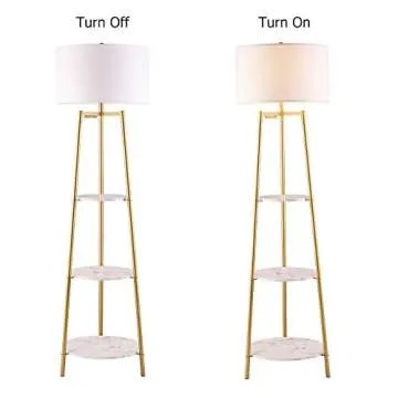 ROSEN GARDEN Modern Floor Lamp with Faux Marble Shelves