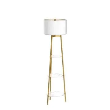 ROSEN GARDEN Modern Floor Lamp with Faux Marble Shelves