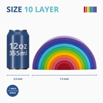 BLUE GINKGO Silicone Rainbow Stacker Montessori Toy for Kids