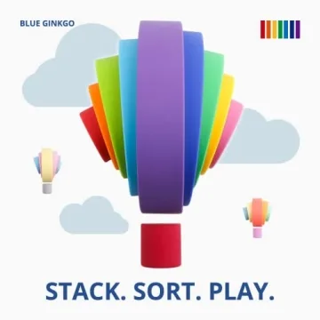BLUE GINKGO Silicone Rainbow Stacker Montessori Toy for Kids