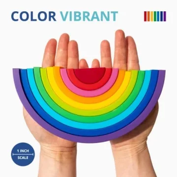 BLUE GINKGO Silicone Rainbow Stacker Montessori Toy for Kids