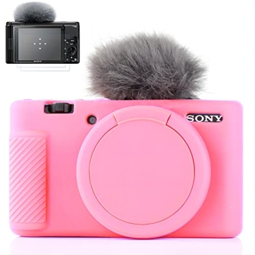 Yisau Camera Case for Sony ZV-1 - Stylish & Protective Pink Silicone Sleeve with Screen Protector