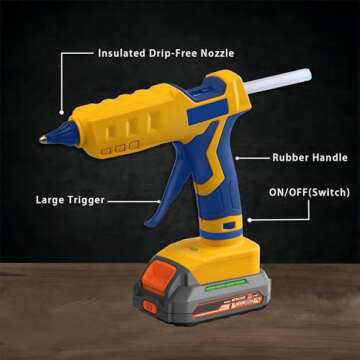 100W Cordless Hot Glue Gun for DeWalt 20V MAX Battery (Tool Only) High Temp Electric Power Glue Gun ...