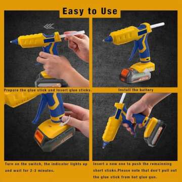 100W Cordless Hot Glue Gun for DeWalt 20V MAX Battery (Tool Only) High Temp Electric Power Glue Gun with 20PCS Full Size Glue Sticks for Arts Crafts DIY Festival Decor School Home Repair