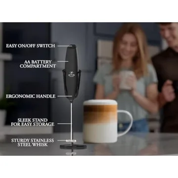 Zulay Kitchen Executive Series Milk Frother Wand for Perfect Froth