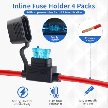 6 Pack Waterproof Inline Fuse Holder 12V with Fuses