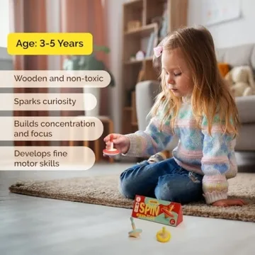 Shumee Spin Tops Set - Colorful Wooden Fidget Toys for All Ages
