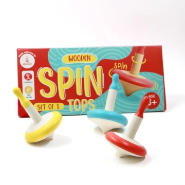 Shumee Spin Tops Set - Colorful Wooden Fidget Toys for All Ages