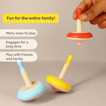 Shumee Spin Tops Set - Colorful Wooden Fidget Toys for All Ages