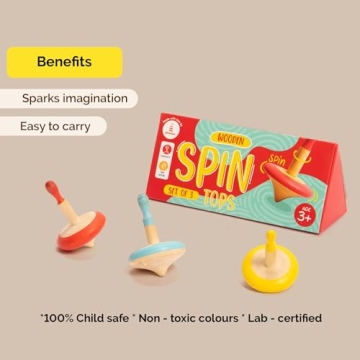 Shumee Spin Tops Set - Colorful Wooden Fidget Toys for All Ages