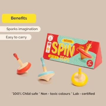 Shumee Spin Tops Set - Colorful Wooden Fidget Toys for All Ages