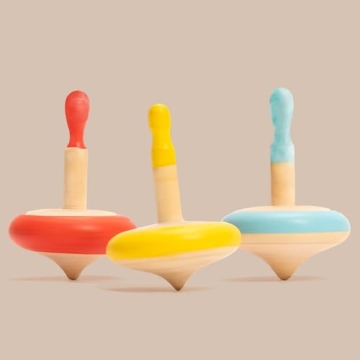 Shumee Spin Tops Set - Colorful Wooden Fidget Toys for All Ages