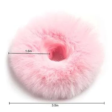 2pcs Pack Furry Faux Fur Hair Scrunchies Artificial Fur Hair Bobbles Elastic Hair Band Rope Wristband Ponytail Accessories White