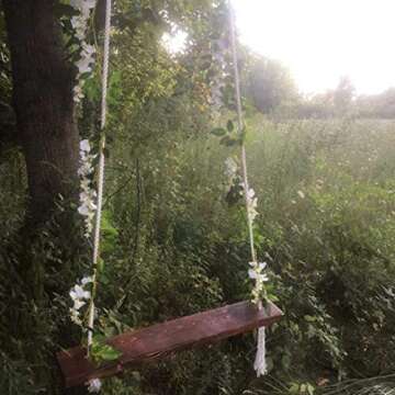 Felice Arts 2 Pcs White Artificial Wisteria Flowers Garland Fake 6.6 Feet Wisteria Vine Green Leaf Hanging Flower for Wedding Arch Party Garden Wall Floral Table Runner Backdrop Outdoor Decor