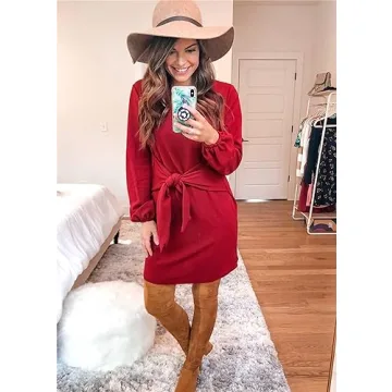 PRETTYGARDEN Women's Elegant Fall Dress with Tie Waist