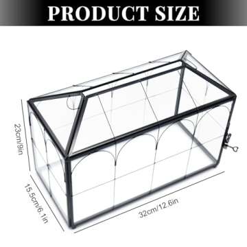 LargeBlack and Glass Card Box for wedding with Lock and Slot - Wedding Envelope Card Holder for Reception Clear Lock Box with Key Geometric Handmade Vintage Card Box for Wedding Party (Large-Black)