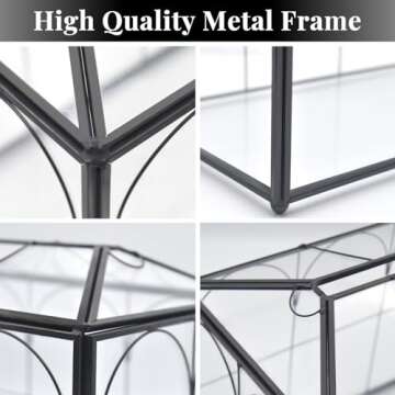 LargeBlack and Glass Card Box for wedding with Lock and Slot - Wedding Envelope Card Holder for Reception Clear Lock Box with Key Geometric Handmade Vintage Card Box for Wedding Party (Large-Black)