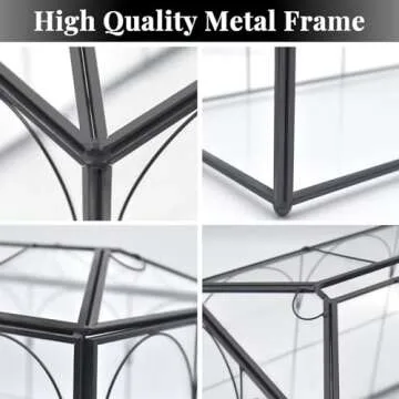 LargeBlack and Glass Card Box for wedding with Lock and Slot - Wedding Envelope Card Holder for Reception Clear Lock Box with Key Geometric Handmade Vintage Card Box for Wedding Party (Large-Black)