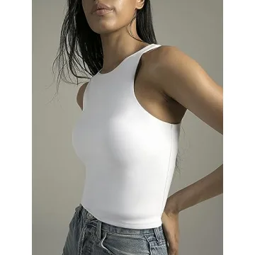 Colorfulkoala Women's High Neck Sleeveless Crop Yoga Top