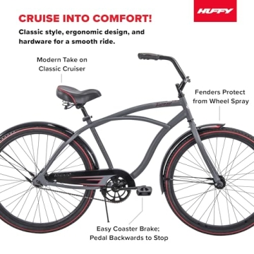 Huffy 26 Inch Cruiser Bike Stylish and Comfortable Ride