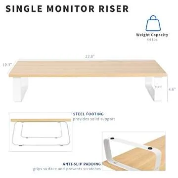 VIVO 24" Monitor Stand - Ergonomic Wood & Steel Riser
