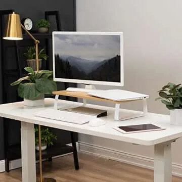 VIVO 24" Monitor Stand - Ergonomic Wood & Steel Riser