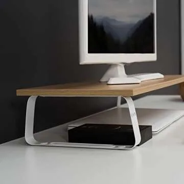 VIVO 24" Monitor Stand - Ergonomic Wood & Steel Riser