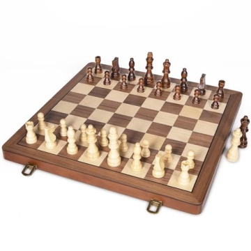 Magnetic Travel Chess Set - Portable 15" Wooden Chessboard