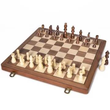 Magnetic Travel Chess Set - Portable 15" Wooden Chessboard