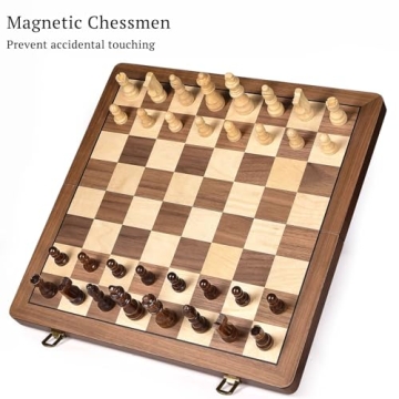 Magnetic Travel Chess Set - Portable 15" Wooden Chessboard